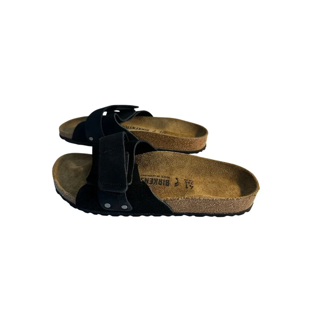 Birkenstock Oita Suede Slide Sandals Size 41 Narrow Black Adjustable‎ Strap NEW